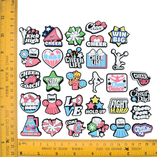 Cute Cheerleading Shoe Charms Decoration for Crocs Pin Accessories Charms Bracelet Wristband DIY Shoe Party Gifts