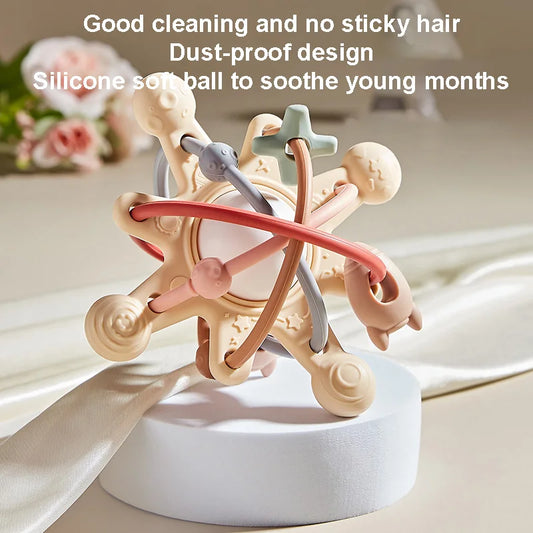 Baby Silicone Hand Catching Ball Baby Chewing Teether Toy Hand Bell 0-12 Months Newborn Sensory Educational Toys Infant Gift