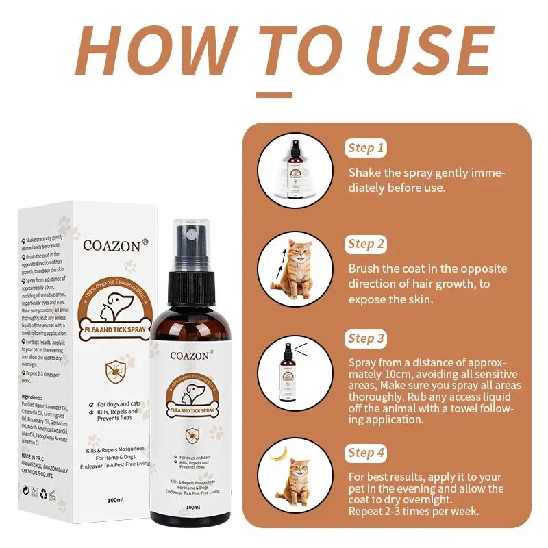 Spot Pet Flea Spray Acarid Spray Dog Cat External Anthelmintic Flea Lice Ticks Spray