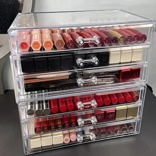 Acrylic Cosmetics Storage Case Four Drawer Type Transparent Cosmetics Box Large Size Manicure Makeup Organizer Display Case