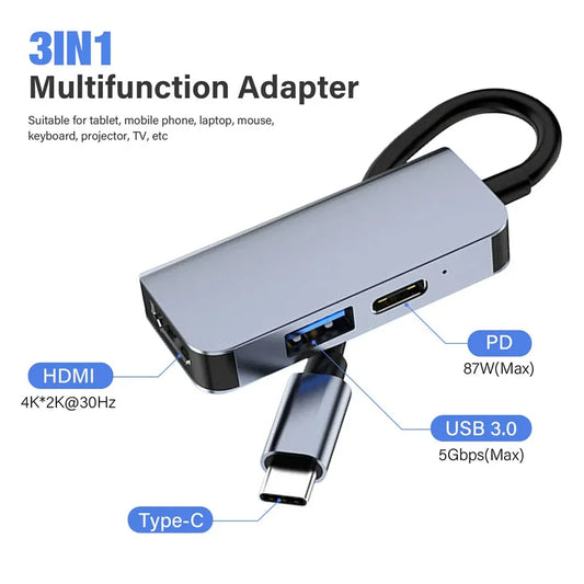 7In1 Laptop Docking Stations 100W Fast Charging Tf/sd Card Usb Type-C for Macos Windows Linux Ios Android Multiport Adapter