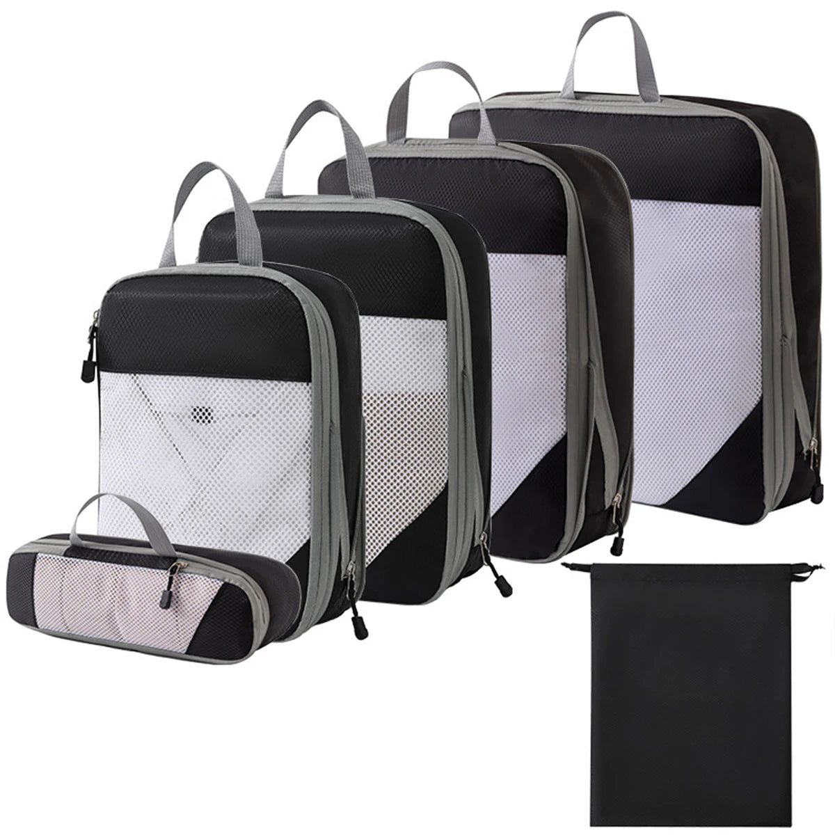 Set/6Pcs Compressible Packing Travel Storage Bag Cubes Waterproof Suitcase Portable Luggage Organizer With Handbag Packing Bag