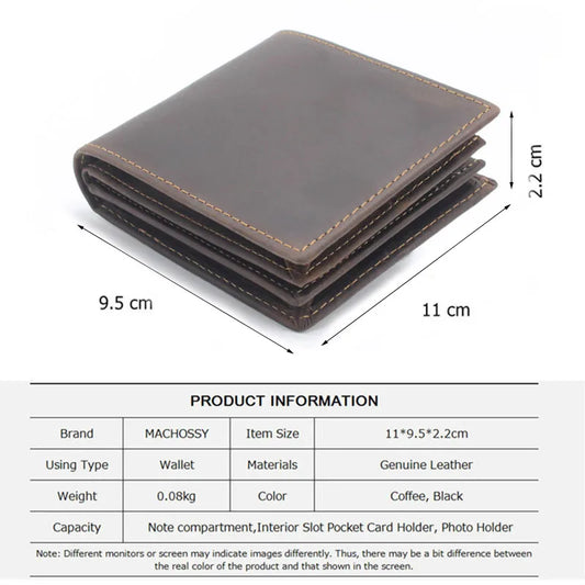 RFID Blocking Men's Oil Wax Skin Wallet Man Vintage Cow Genuine Leather Wallet Male Handmade Billfold Coin Purse Short Wallet