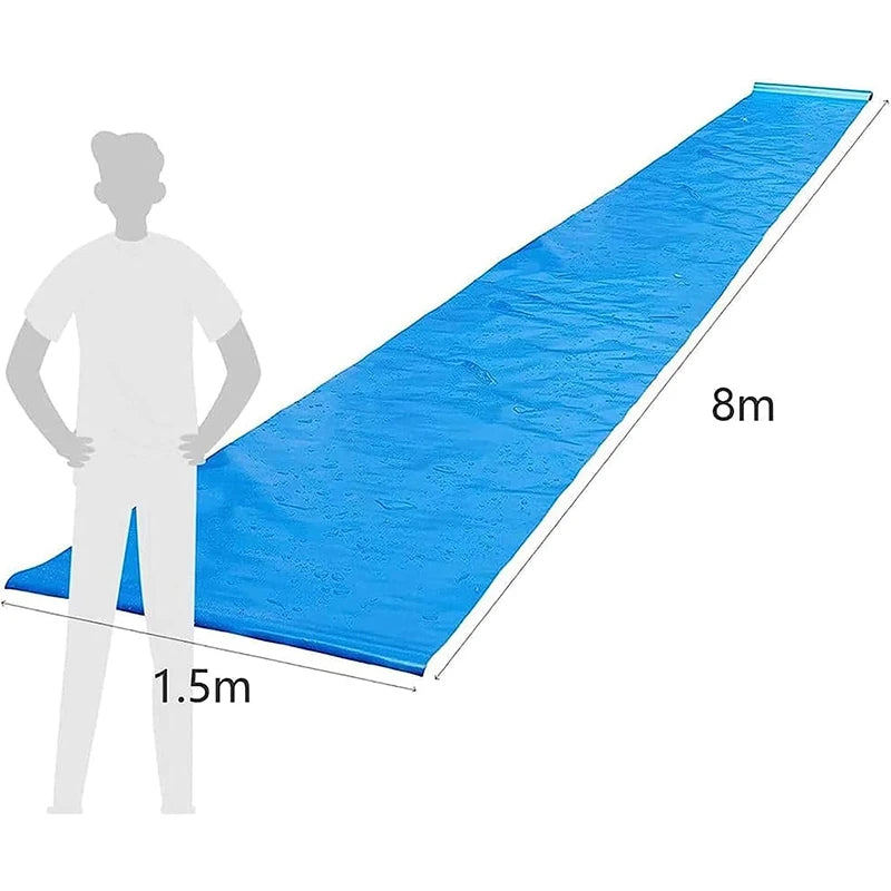 8M Lawn Slip Water Slide Heavy Duty Slip Slide Tarp Waterproof Slip Waterslides Outdoor Backyard Lawn Summer Party Water Games