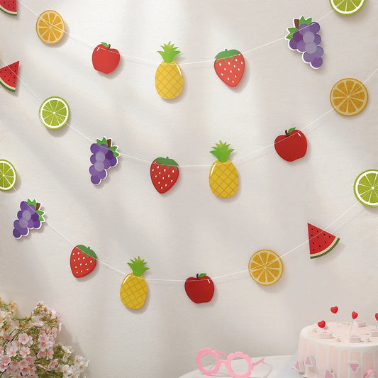 Fruit, strawberry and flower flag-raising party decoration arrangement 1 set 1 piece.