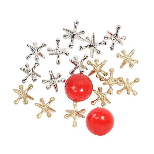 Classic Board Games Vintage with 10 Metal Jacks 2 Red Rubber Balls Traditional