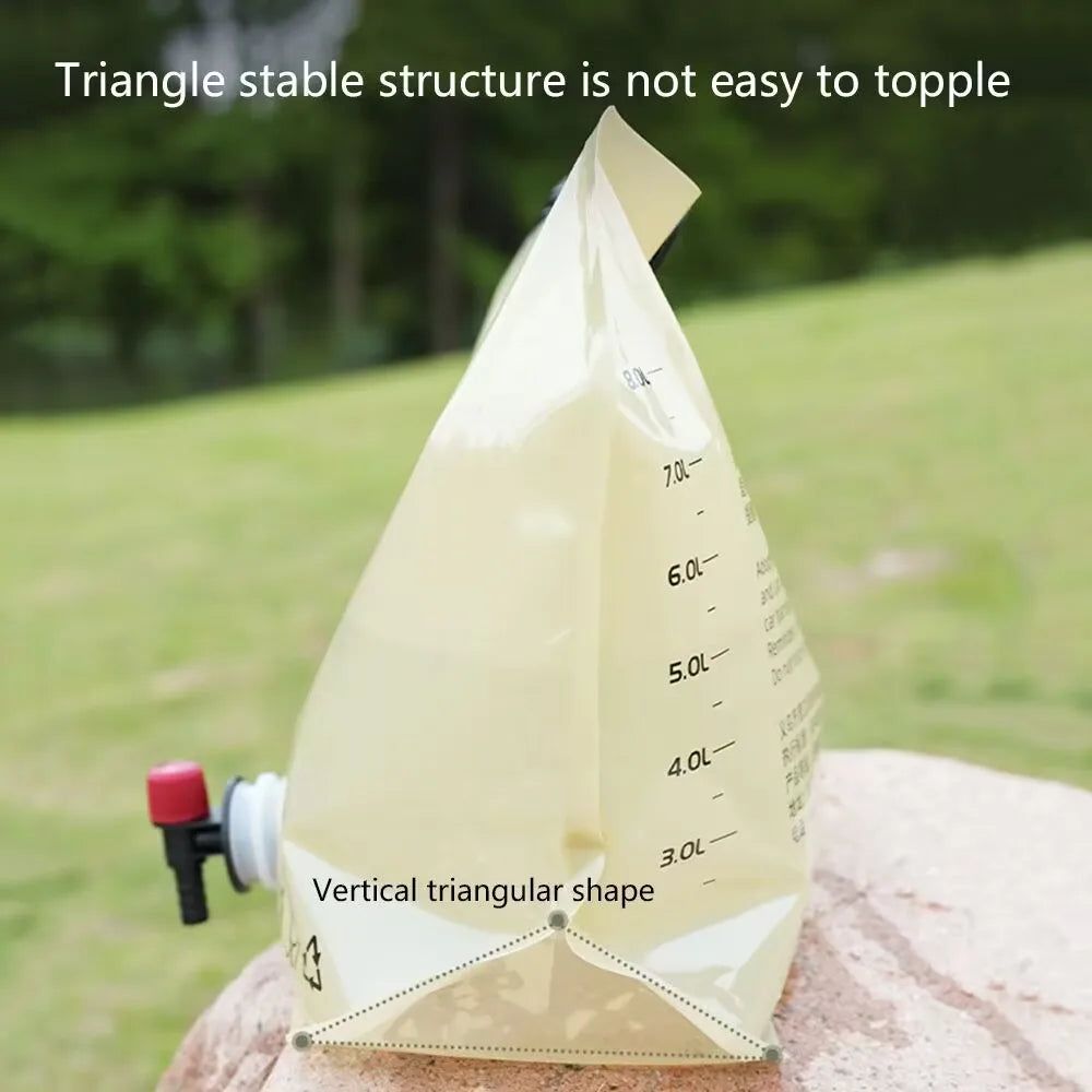 Outdoor Water Storage Bag 8L With Faucet Valve Travel Camping Food Grade Large Capacity Portable Foldable Plastic Water Bag