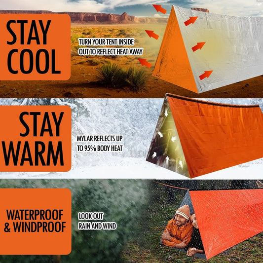 2 Person Emergency Tent Casa De Waterproof Camping Travel Pergola Family Campaign House Tourist Tents Cool Gear Equipment Coat