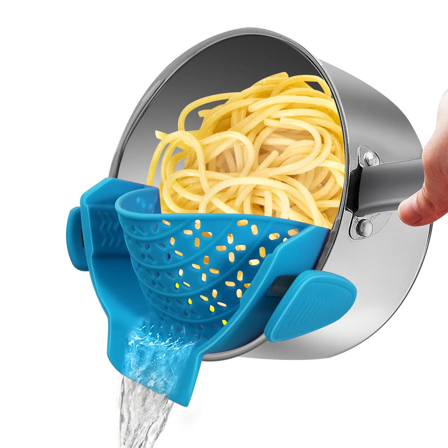 Universal Silicone Clip on Pan Pot Strainer Anti Spill Pasta Pot Strainer Food Grade Fruit Colander for Pasta Fruit Vegetable