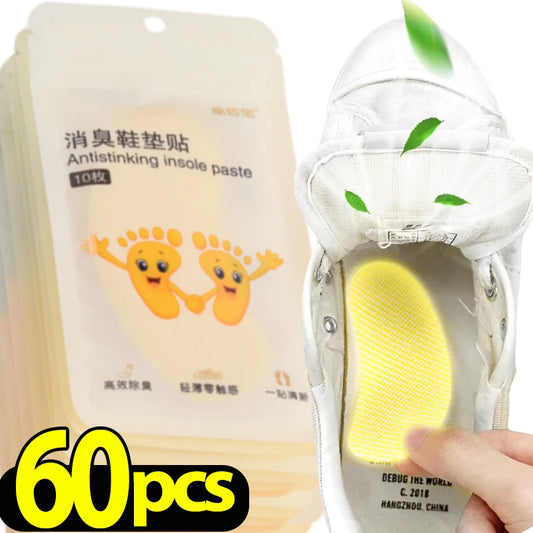 12/60pcs Shoes Deodorant Sticker Deodorant Foot Odor Deodorants Sneaker Smell Fresh Fruity Aroma Insole Sterilization Sticker