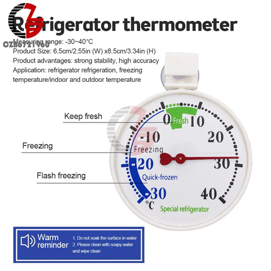 -30~40 ℃ Thin Fridge Refrigeration Temperature Gauge Measurement Tools Circular Thermometer Refrigerator Freezer Thermometer