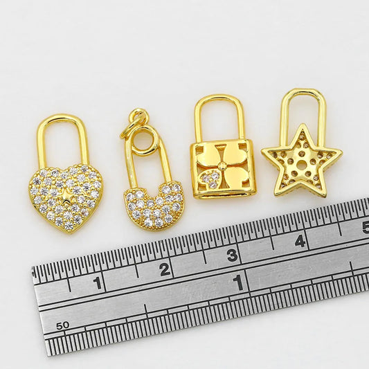 Clearance DIY Cubic Zirconia Small Lock Star Pandent Supplies For Handmade Heart Pendant Jewelry Making Accessories pdta144