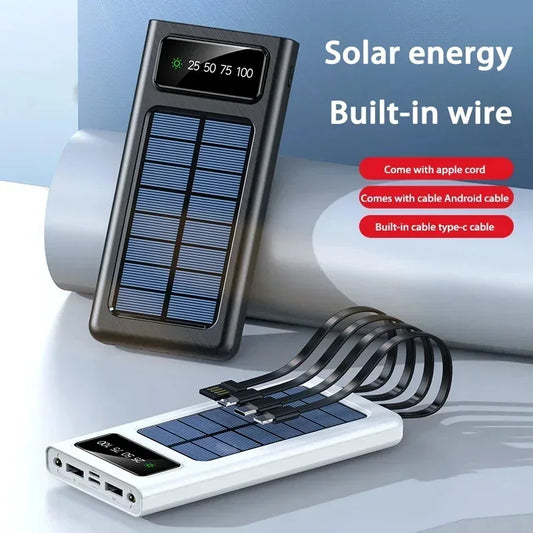 Solar Power Bank Large Capacity Spare Battery Fast Charging Portable Power Banks 20000mAh Auxiliary Batteries Outdoor