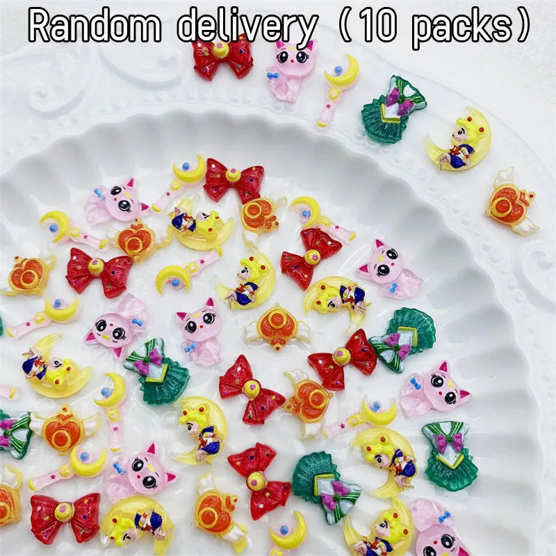no.34 10/50pcs New cartoon nail accessories Cute stick resin accessories Wear nail accessories