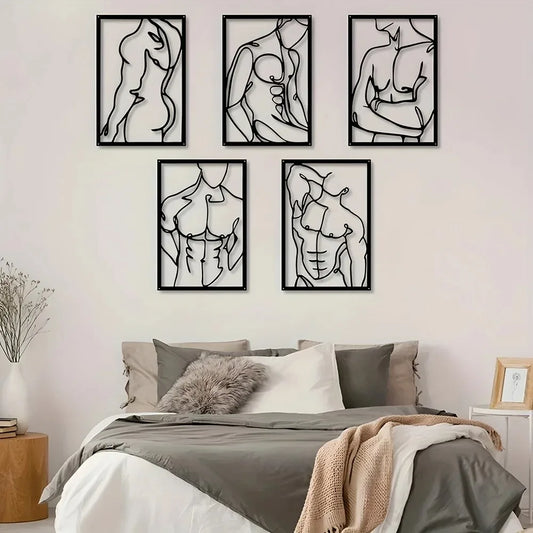 40x60cm Modern Metal Wall Art - Abstract Geometric Design for Living Room, Stylish Contemporary Decor