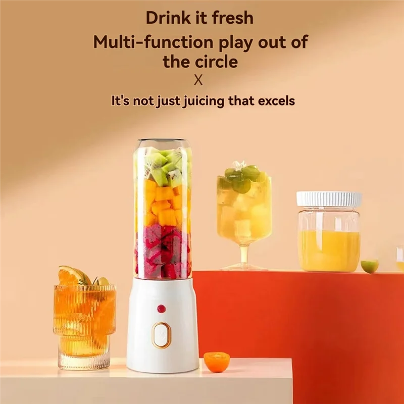 B84B-450Ml Blender Double Cup USB Rechargeable With 10-Blades Smart Safety Lock Automatic Power Off When Cover Is Opened