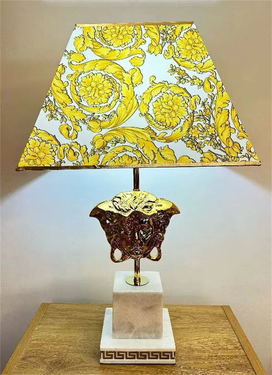 Modern LED Natural Marble Base Hardware Modern Light Luxury Bedside Lamp Decorative Lamp