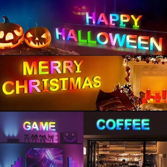 Smart LED Letters Lights Alphabet Light Decorative Name Letter Number Lamp Night Light USB MeRGBW App Music Sync Logo Game Home