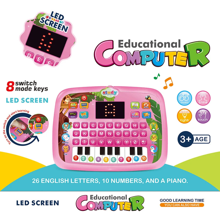 Educational Learning Computer for Kids 3+, Interactive Touchscreen Games, Portable Study Machine with ABCs/Numbers, Birthday Gif