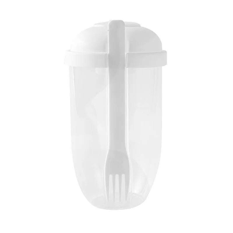 1pc White/Green Portable Bottle Salad Container Bottle-Shaped Bento Salad Bowl For Lunch Salad Box With Fork Salad Bowl