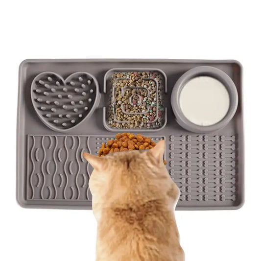 6 In1 Pet Licking Pads Silicone Dog Food Mat Non-slip Slow Feeder Bowl Interactive Puzzle Toy For Boredom Relief Enhance Sensory