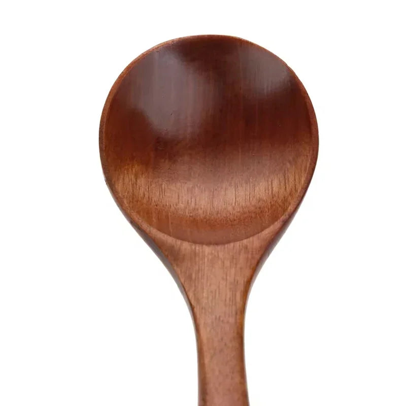 6Pcs Wooden Spoons Set, Kitchen Utensils for Soup, Dessert & Dinner Serving, Wood Cutlery