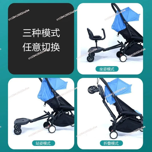 Innovative Baby Stroller Add - on: Auxiliary Pedal & Seat Combo for Hassle - Free Outings with Two Kids