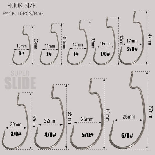 LUREHOLIC PTFE Super Slide Offset Hook Worm Hook Texas Rig Drop Shot Stainless Steel Worm Fishhook Fishing Accessories