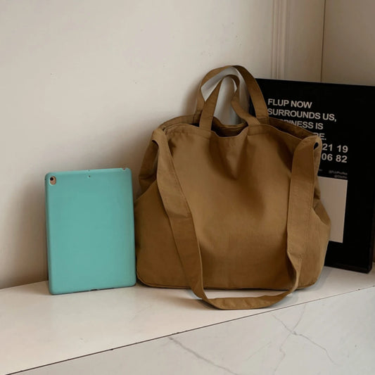 Tote Bag for Women 2025 New Large-Capacity Canvas Shoulder Bag Commuter Computer Bag Large Bag Handbag Korean Style Work Class Travel Play Shopping Shopping