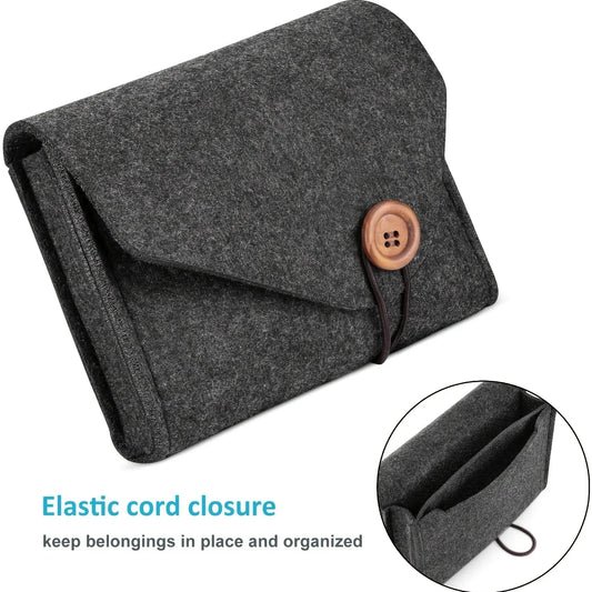 Portable Felt Electronics Accessories Organizer - Power Adapter & USB Cable Storage Case for Travel