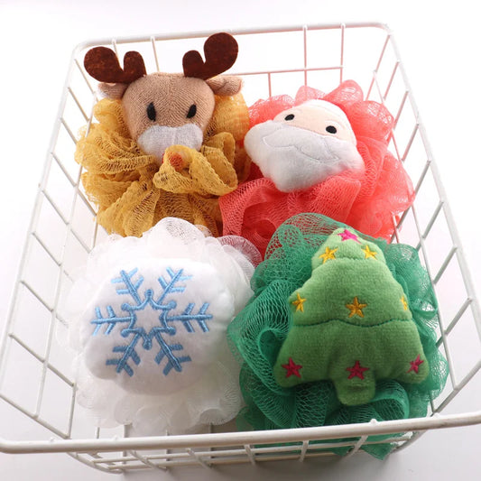 2PCS Christmas series Bath Ball doll lovely bath ball bath flower colorful holiday gift bath bath scrub