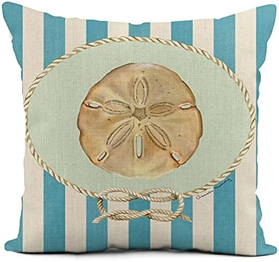 Linen throw pillowcase lighthouse sailing sea shell home décor pillowcase square cushion cover sofa cushion cover 45x45