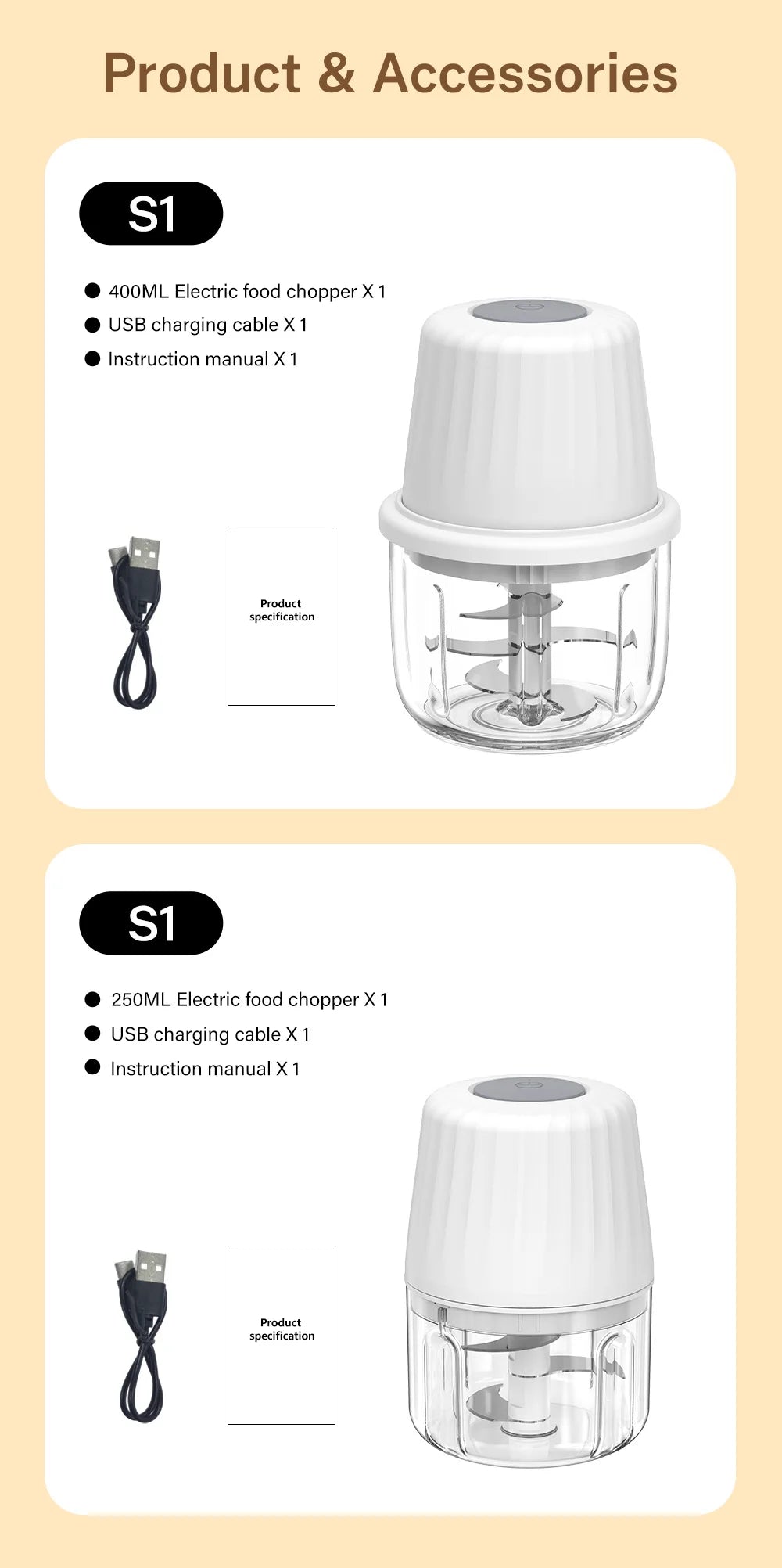 DEEWAZ 250ml/400ml Electric Garlic Masher Mini Chopper Multi Function Meat Grinder Masher Machine Vegetable Chopper Usb Charging