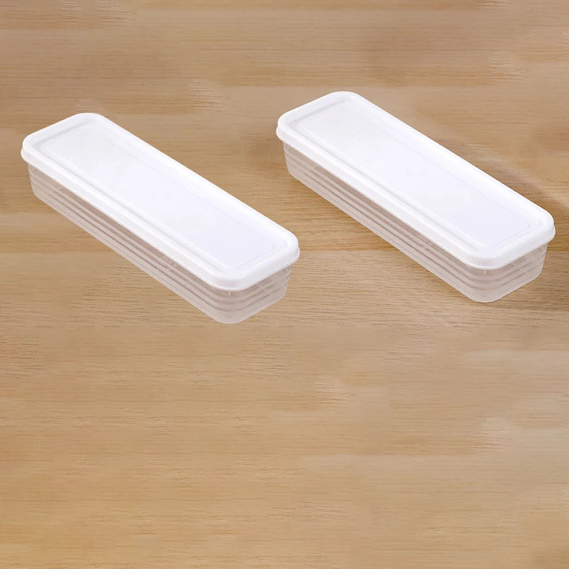 2/4 Pcs Long Rectangular Food Storage Containers, Plastic Reusable Refrigerator Organizer Boxes Kitchen Accessories