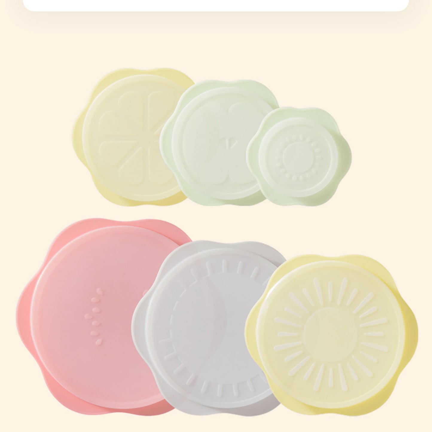 Silicone Stretch Lids Set for Food Storage, 6 PCS of Fruit Pattern Food-grade Sealing Covers for Fresh-keeping
