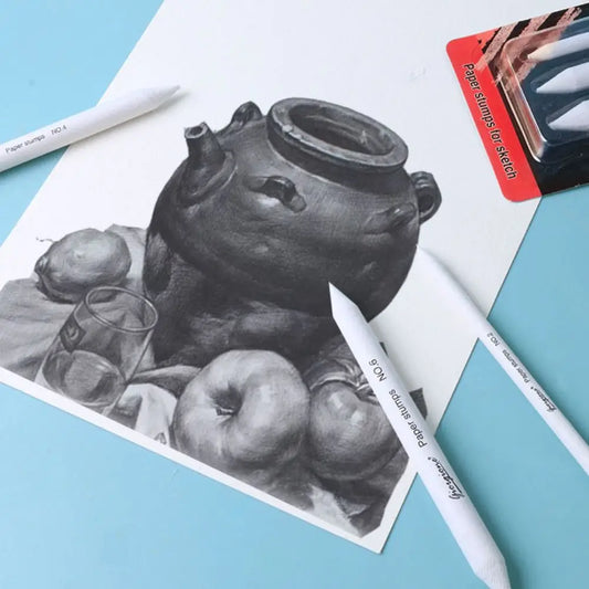 7Pcs/Set Professional Blending Stumps Paper Painting Art Supplies Art Blenders Sandpaper Pencil Durable White