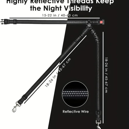 Double Dog Car Harness Safety Seatbelt Adjustable Pet Travel Restraint for 2 Dogs Heavy Duty Crash Tested Elastic Splitter Headr