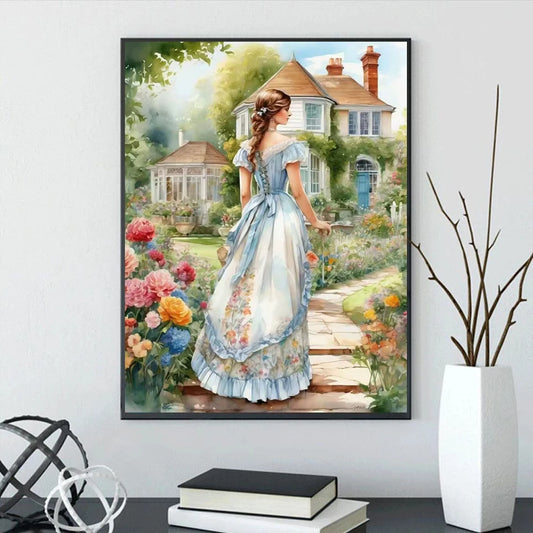 Diamond Embroidery Girl 5D DIY Diamond Painting Garden Portrait Cross Stitch Flower New Year Gift Home Décor