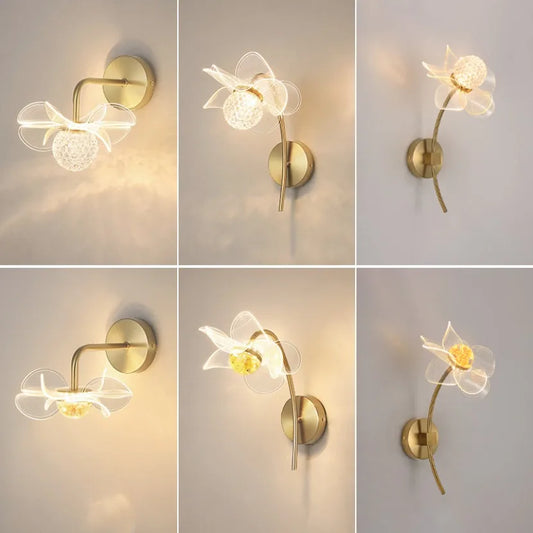 LED Wall Lamp Modern Luxury Flower Shaped Decorative Light Bedroom Bedside Study Dining Room Living Room Background Wall Lamp