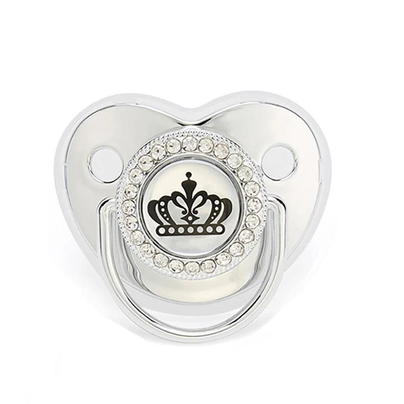 Newborn Pacifier Baby Shower Gift Bling Baby Dummy Silicone BPA Free Infant Nipple New Born Pacifiers For Babies I Love Mum Dad