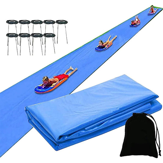 8M Lawn Slip Water Slide Heavy Duty Slip Slide Tarp Waterproof Slip Waterslides Outdoor Backyard Lawn Summer Party Water Games