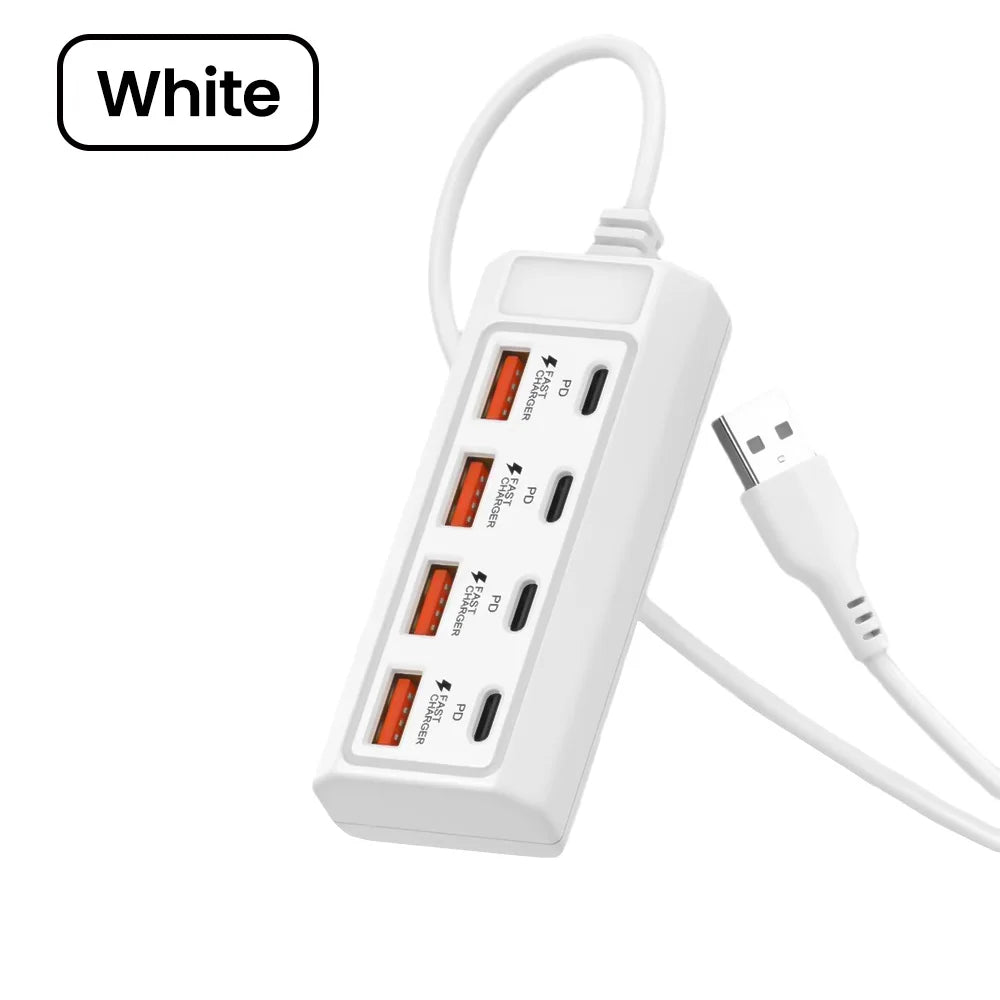 8 in 1 USB Electrical Socket 25W Fast Charging Power Outlet Adapter Docking Stations USB Splitter Converter USB Extension Socket