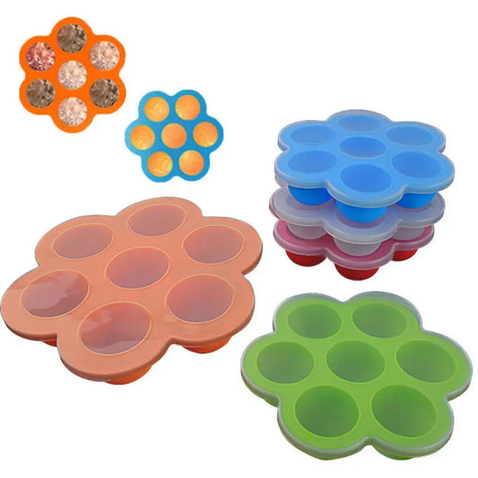 Silicone Weaning Baby Food Freezer Tray 7 Pots Storage Container w Lid BPA Free