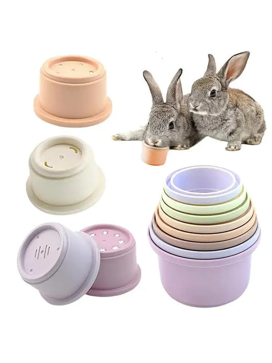 Bunny Stacking Cups 8Pcs Stacking Cups Toy Multi Colored Reusable Snack Cups Playing Bunny Accessories for Bunny Hamster