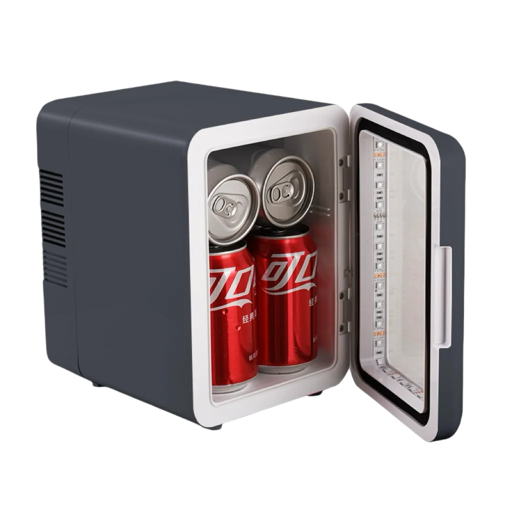 Grey Color Transparent Door Counter Drinks Cooler Freezer Table Top Small Mute Fridge Free Standing 4L Mini Fridge for Room