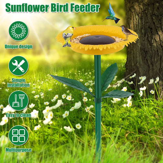 Bird Feeder Wild Bird Sun Floral Standing Feeder Outdoor Bird Bath Feeders Bowl Floral Shape Tray Decorative Garden Yard