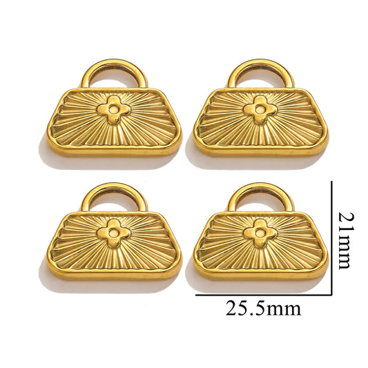 5PCS Stainless Steel Crucifix Bag Lock Pendant Charms Pad Lock Charms Fit DIY Necklace Bracelet Pendants Jewelry Making