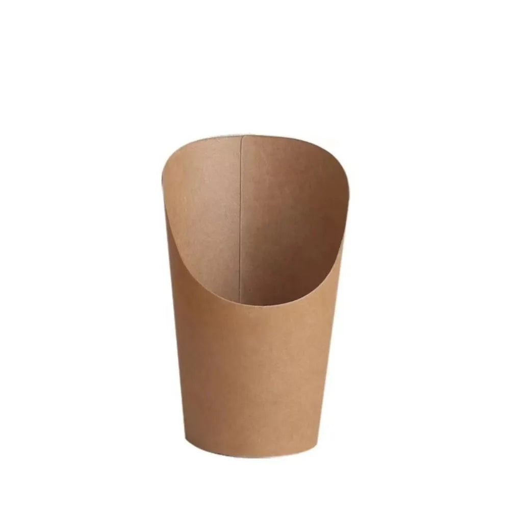 50pcs Popcorn Boxes Disposable Kraft Paper Slant Cup Water Proof Thickened French Fries Cup Oil-proof Snack Cups Sundae