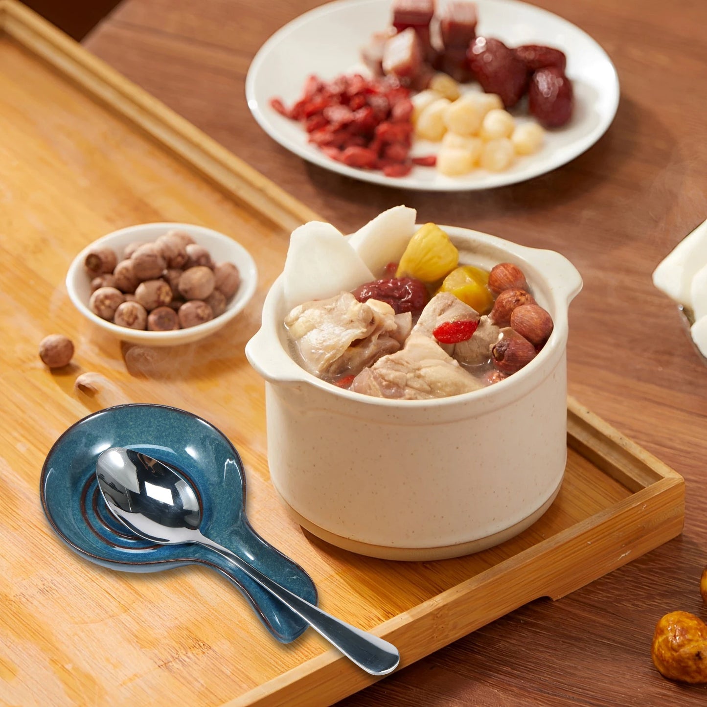 Spoon Rest Large Ceramic Spoon Holder Heat-Resistant Cooking Spoon Rest Coffee Spoon Holder Dishwasher Safe Ceramic Spoon Rest