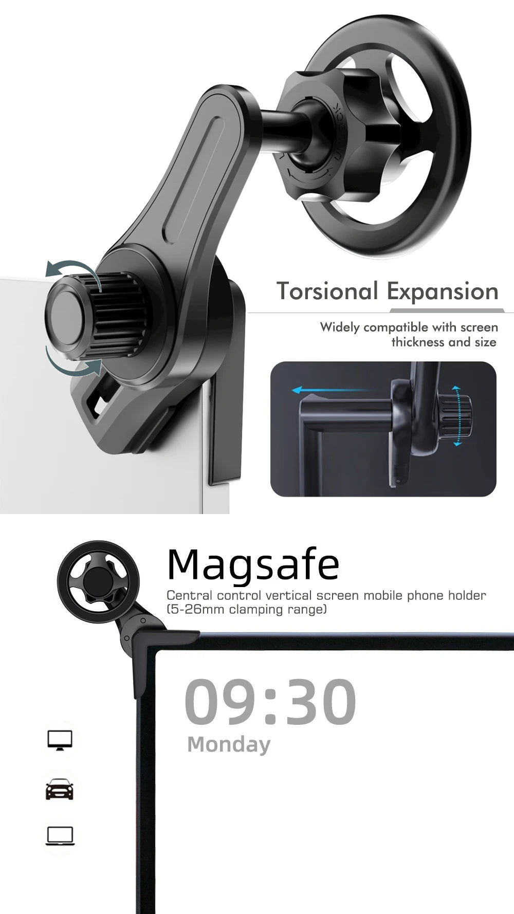 New Car Mounted Display Screen Magnetic Mobile Phone Holder 360 Degree Rotation Foldable Mount Usded for Car Electric Vehicle